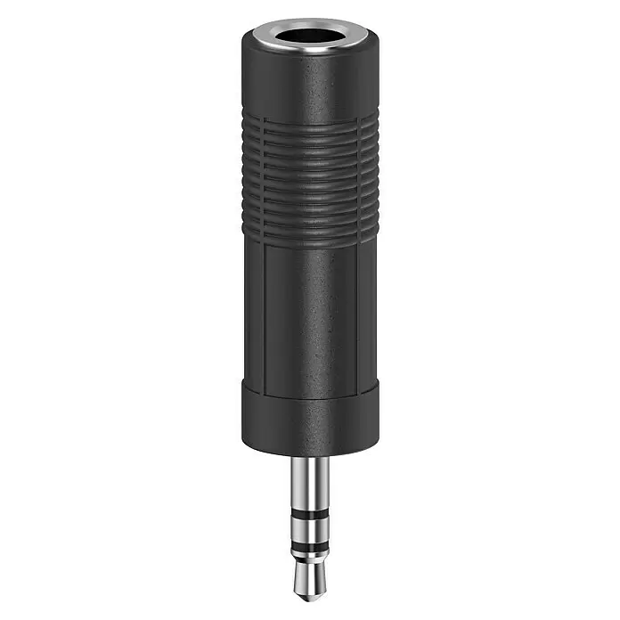Hama Audio-Adapter 3,5-mm-Klinken-Stecker - 6,3-mm-Klinken-Kupplung -  - Schwarzer Audio-Klinkenadapter mit silbernem 3,5mm-Stecker und 6,35mm-Buchse.