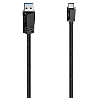 Hama Cable USB Gen1 (1,5 m, Clavija USB A, clavija USB C, Negro, Hasta 10 Gbps)