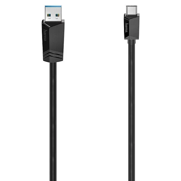 Hama USB-Kabel USB 3.2 Gen1 - 1,5 m, USB A-Stecker, USB C-Stecker, Schwarz, Bis zu 10 Gbit/s - Schwarzes Hama USB-C zu USB-A 3.0 Kabel zum Verbinden von Geräten.