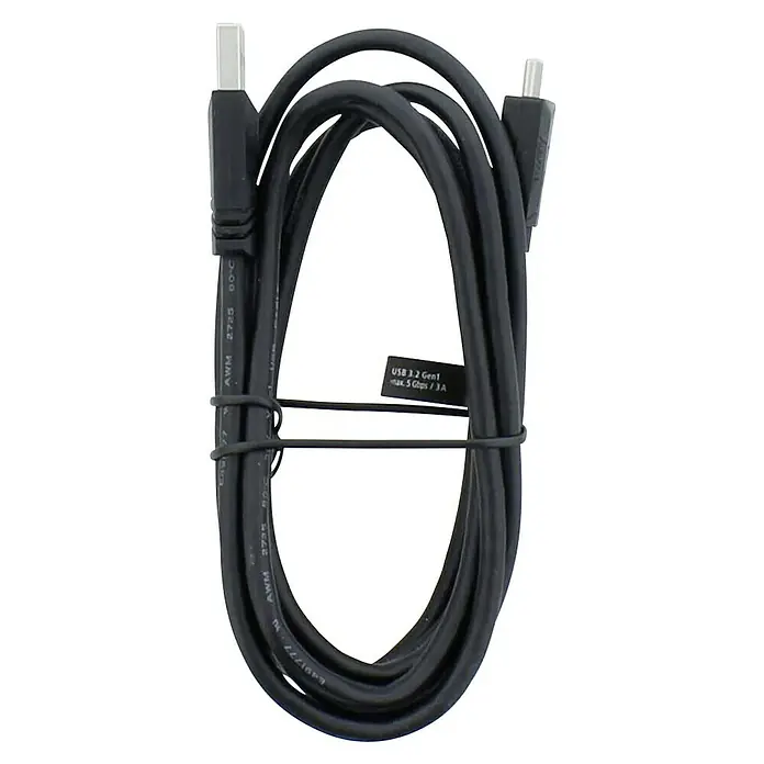Hama USB-Kabel USB 3.2 Gen1 - 1,5 m, USB A-Stecker, USB C-Stecker, Schwarz, Bis zu 10 Gbit/s - Abgebildetes USB 3.2 Gen1 Kabel in Schwarz, das bis zu 5 Gbps Datenübertragung und 3A Stromversorgung unterstützt.