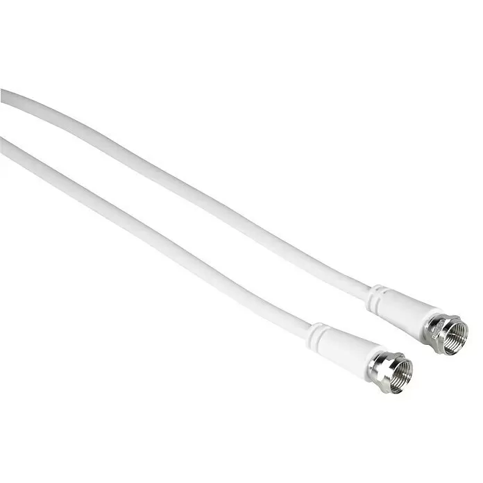 Hama Koaxialkabel F-Stecker - 10 m, Weiß, Schirmungsmaß: 75 dB - Zwei weiße Koaxialkabel mit silbernen F-Steckern.
