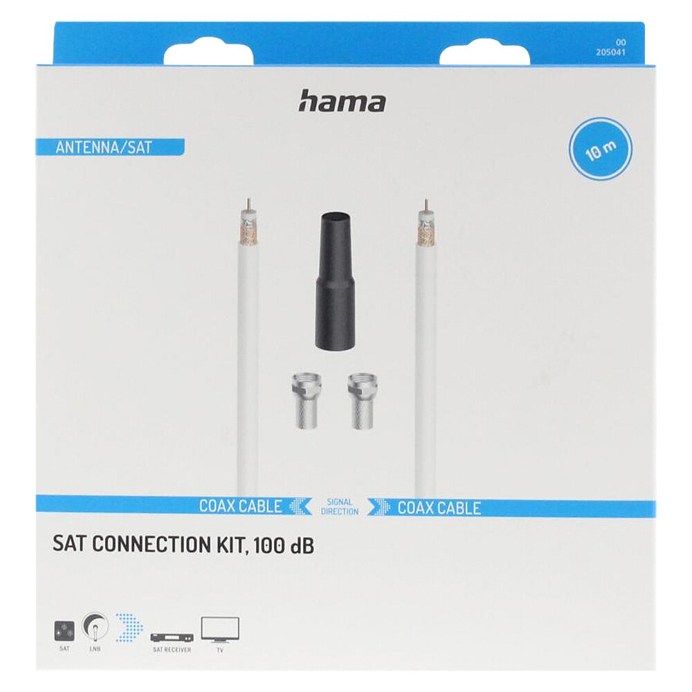 HAMA SAT-Anschluss-Set Twin-LNB – 6-teilig Mit F-Steckern & Wetterschutzhülle Für Satelliten-Anschluss