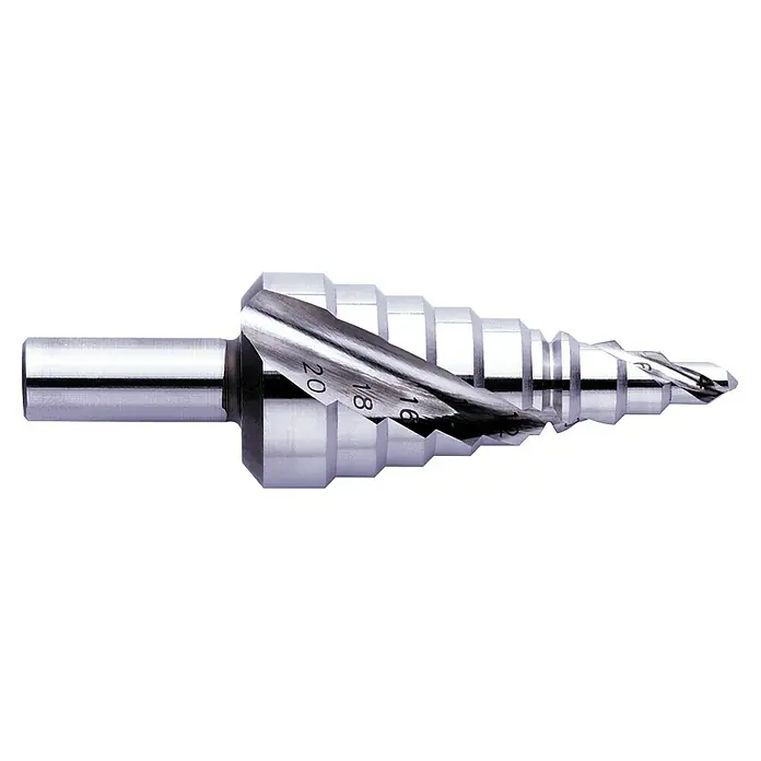 Exact Stufenbohrer - Durchmesser Bohrer: 4 mm - 20 mm, Stahl - Aufnahme eines Stufenbohrers mit verschiedenen Durchmessern, ideal zum Bohren von Löchern in Metall, Kunststoff und Holz.