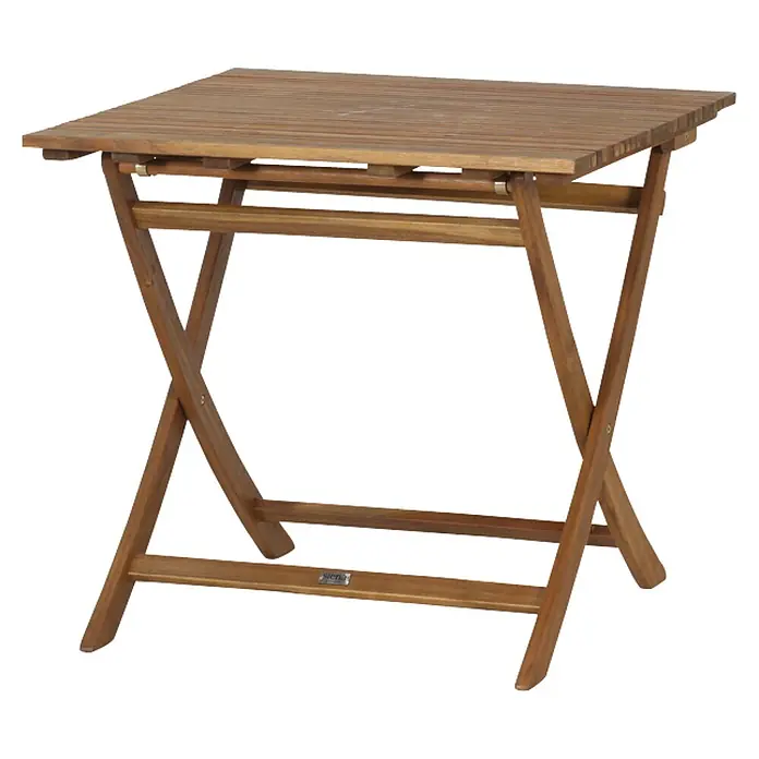 Siena Garden Falun Balkontisch - L x B x H: 80 x 80 x 74,2 cm, Akazie, Klappbar, Quadratisch, Natur - Klappbarer Holzgartentisch mit quadratischer Tischplatte und X-förmigem Untergestell für den Außenbereich.