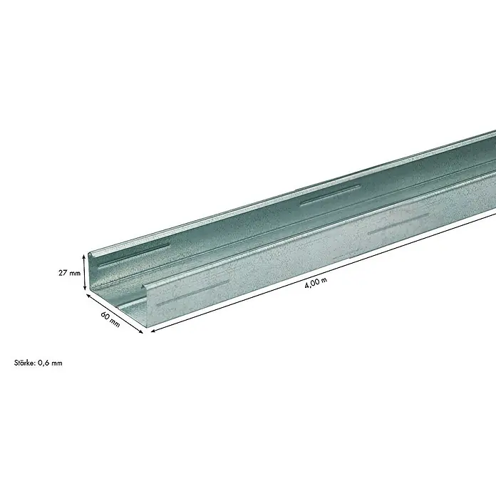 Knauf CD-Deckenprofil - Länge: 4.000 mm, Stahl - Profilschiene mit den Maßen 27 mm Höhe, 60 mm Breite und 4,00 m Länge.