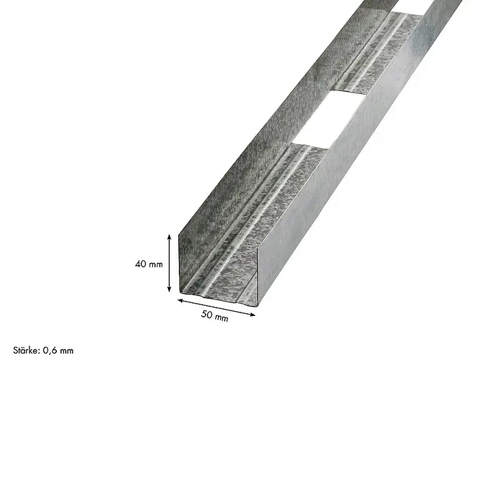 Knauf Türsturzprofil - 1.600 x 50 x 40 mm - Stahlprofil mit den Maßen 40x50 mm und einer Stärke von 0,6 mm. Das C-Profil ist ideal für Trockenbauarbeiten und bietet hohe Stabilität.