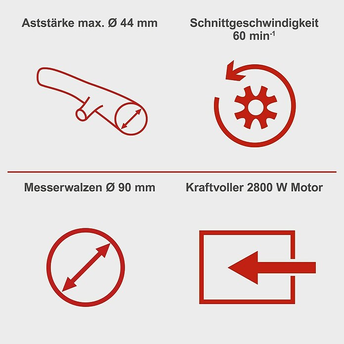 Scheppach Elektro-Leisehäcksler GS60 (Max. Aststärke: 4,5 cm, 2 800 W) | BAUHAUS