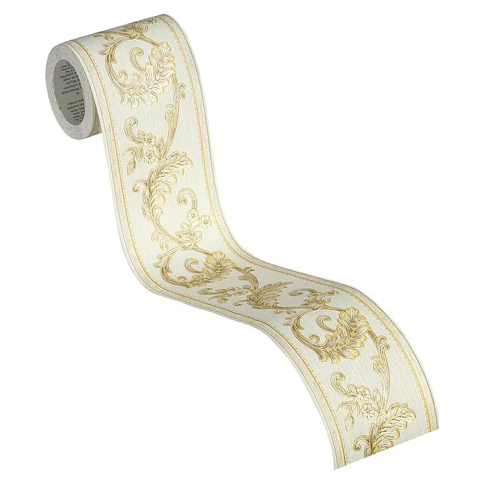 A.S. Création Only Borders 11 Tapetenborte Ornament - Kunststoff, Creme/Gold - Rolle goldfarbener Bordüre für Tapeten. Verleihen Sie Ihren Wänden einen Hauch von Eleganz mit dieser klassischen Bordüre.