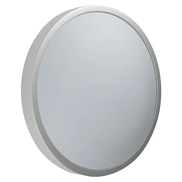 Ledvance LED-Deckenleuchte rund Silara - 21 W, Ø x H: 400 x 88 mm, Silber, Weiß, Neutralweiß - Nahaufnahme einer runden Spiegelleuchte mit silbernem Rahmen, die ein modernes und minimalistisches Design für Badezimmer oder Flure bietet.