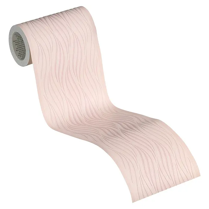 A.S. Création Only Borders 11 Tapetenborte Wellen - Kunststoff, Rosa/Weiß - Bild einer Tapetenrolle mit einem abstrakten Wellenmuster in sanften Farbtönen, ideal für moderne Raumgestaltung.