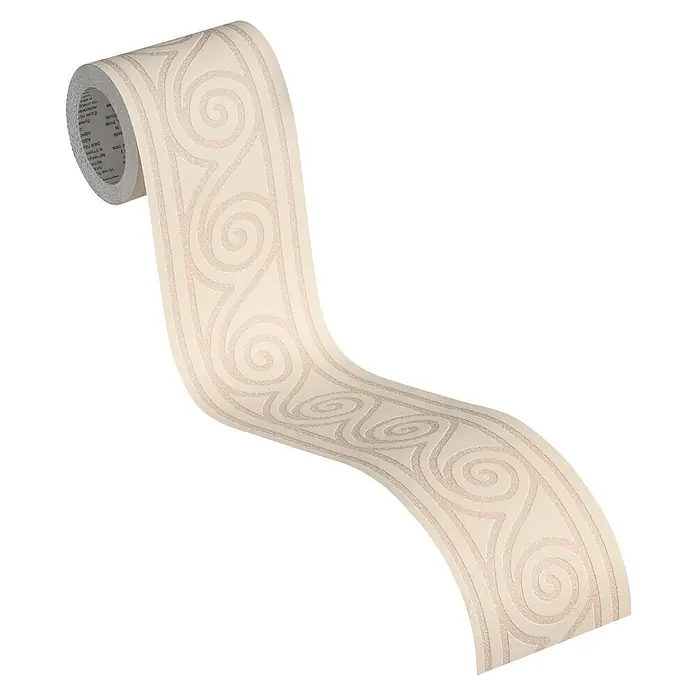 A.S. Création Only Borders 11 Tapetenborte Wellen - Beige-Creme, 5 x 0,08 m, Vlies - Rolle Bordürenpapier mit einem eleganten Spiralmuster. Ideal für die stilvolle Dekoration von Wänden.