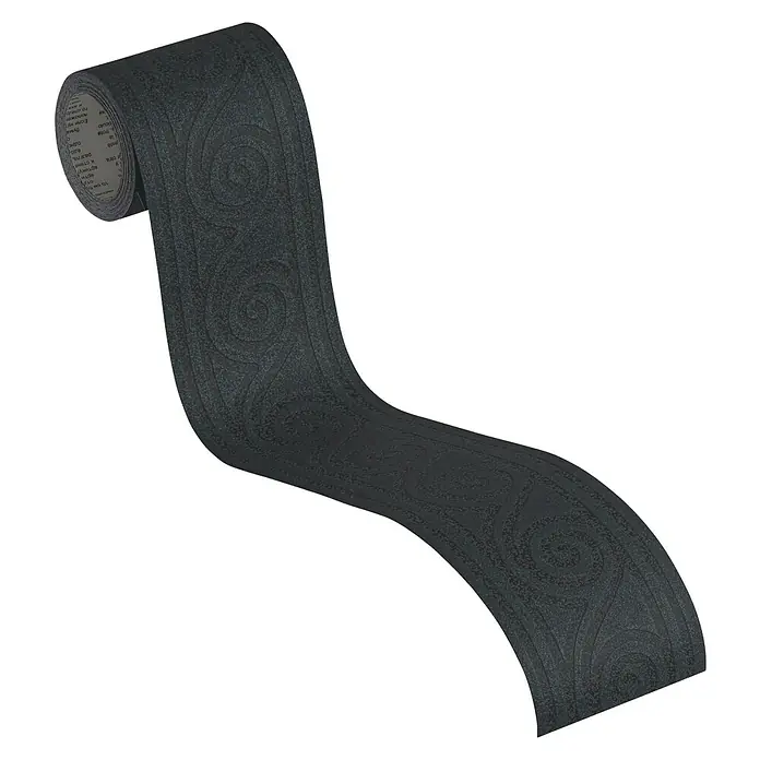 A.S. Création Only Borders 11 Tapetenborte Wellen - Schwarz, 5 x 0,08 m, Vlies - Detailaufnahme einer Rolle Bordüre mit einem eleganten, dunklen Muster. Ideal für stilvolle Wanddekorationen und Akzente im Raum.