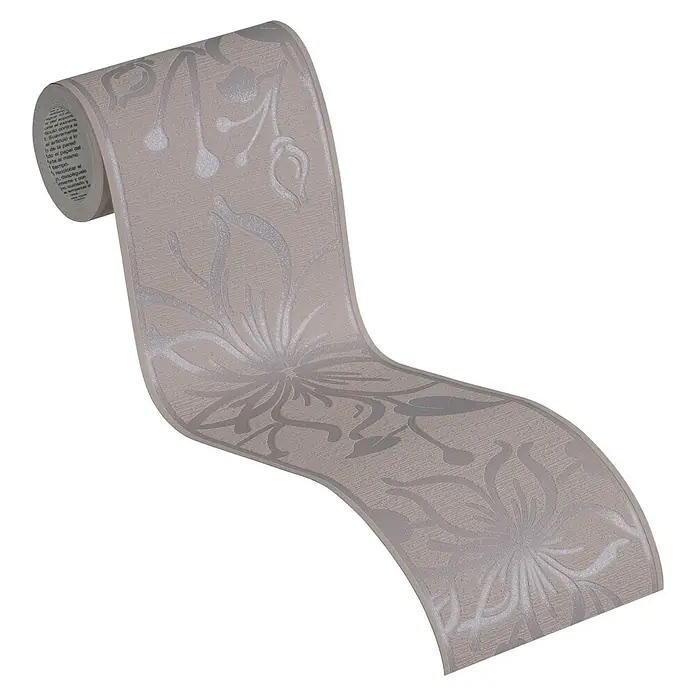 A.S. Création Only Borders 11 Tapetenborte Blume - Braun/Grau, 5 x 0,13 m, Selbstklebefolie - Eine Rolle elegante Bordüre mit zartem floralem Muster, ideal für die stilvolle Wandgestaltung und zur Verschönerung jedes Raumes.