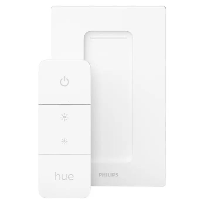 Philips Hue LED-Deckenleuchte rund Devere - 34 W, Ø x H: 47,6 x 10 cm, Weiß, Neutralweiß - Philips Hue Dimmschalter und Fernbedienung: Steuern Sie Ihre Beleuchtung mit diesem praktischen Set für Ihr smartes Zuhause.