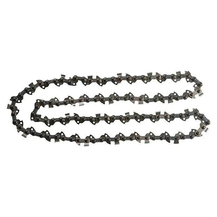 Makita Sägekette - Passend für: Sägeschienen 35cm lang, Nutbreite von 1,1mm & 3/8"-Teilung - Nahaufnahme einer Kettensägkette auf schwarzem Hintergrund.