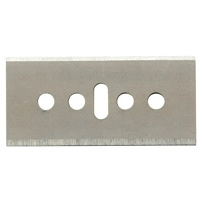 BAUHAUS Ersatzklingen - Passend für: BAUHAUS Cuttermesser 28913012 - Nahaufnahme einer Trapezklinge, die für ihre Schärfe und Vielseitigkeit in verschiedenen Schneideanwendungen bekannt ist.