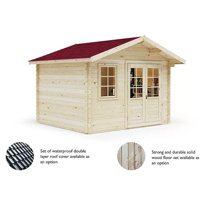 Upyard Gartenhaus Syrah - Außenmaß inkl. Dachüberstand (B x T): 356 x 358 cm, Holz, Natur - Informationsansicht