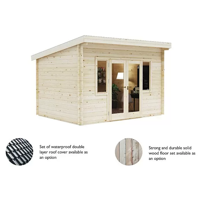 Upyard Gartenhaus Riesling - Außenmaß inkl. Dachüberstand (B x T): 404 x 348 cm, Holz, Natur - Informationsansicht