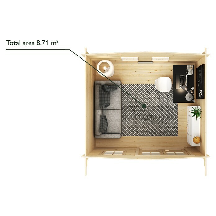 Upyard Gartenhaus Syrah (Außenmaß inkl. Dachüberstand (B x T): 356 x 358 cm, Holz, Natur) | BAUHAUS