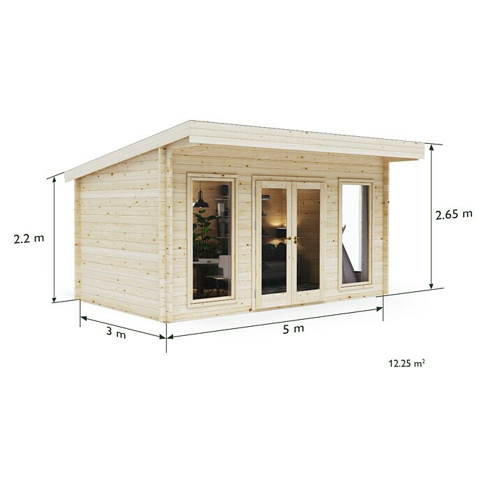 Upyard Gartenhaus Chenin (Außenmaß inkl. Dachüberstand (B x T): 504 x 348 cm, Holz, Natur) | BAUHAUS