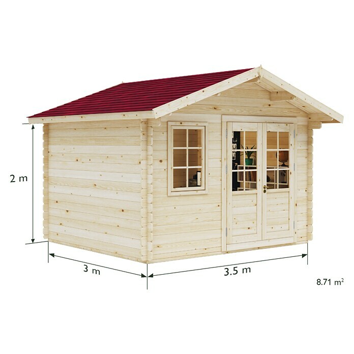 Upyard Gartenhaus Syrah (Außenmaß inkl. Dachüberstand (B x T): 356 x 358 cm, Holz, Natur) | BAUHAUS