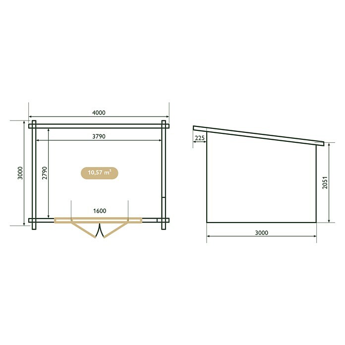 Upyard Gartenhaus Riesling (Außenmaß inkl. Dachüberstand (B x T): 404 x 348 cm, Holz, Natur) | BAUHAUS