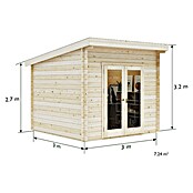 Upyard Gartenhaus Airen (Außenmaß inkl. Dachüberstand (B x T): 304 x 348 cm, Holz, Natur) | BAUHAUS