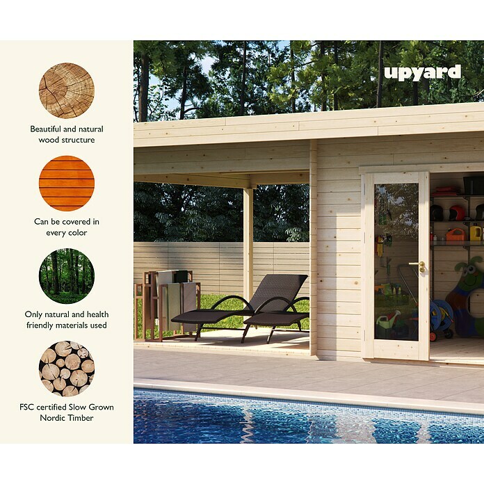 Upyard Gartenhaus Grenache (Außenmaß inkl. Dachüberstand (B x T): 605 x 348 cm, Holz) | BAUHAUS