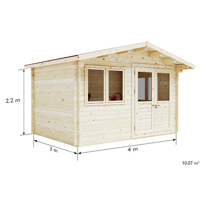 Upyard Gartenhaus Merselan (Außenmaß inkl. Dachüberstand (B x T): 353 x 348 cm, Holz, Natur) | BAUHAUS