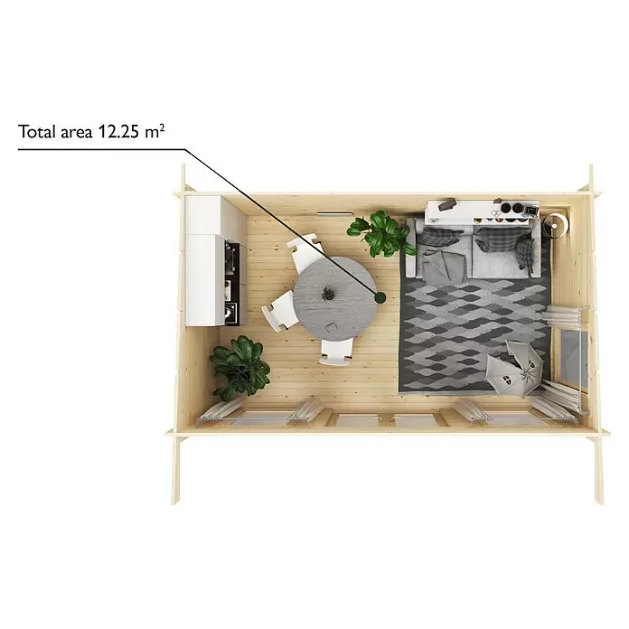 Upyard Gartenhaus Chenin - Außenmaß inkl. Dachüberstand (B x T): 504 x 348 cm, Holz, Natur - Skizze