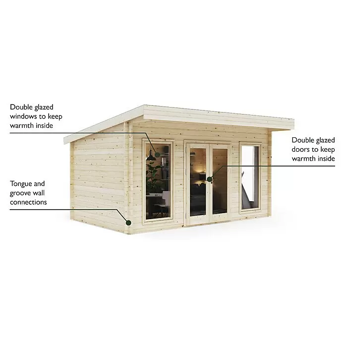 Upyard Gartenhaus Chenin - Außenmaß inkl. Dachüberstand (B x T): 504 x 348 cm, Holz, Natur - Informationsansicht