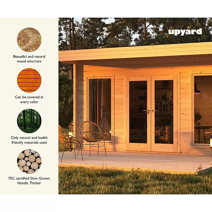 Upyard Gartenhaus Chenin - Außenmaß inkl. Dachüberstand (B x T): 504 x 348 cm, Holz, Natur - Informationsansicht