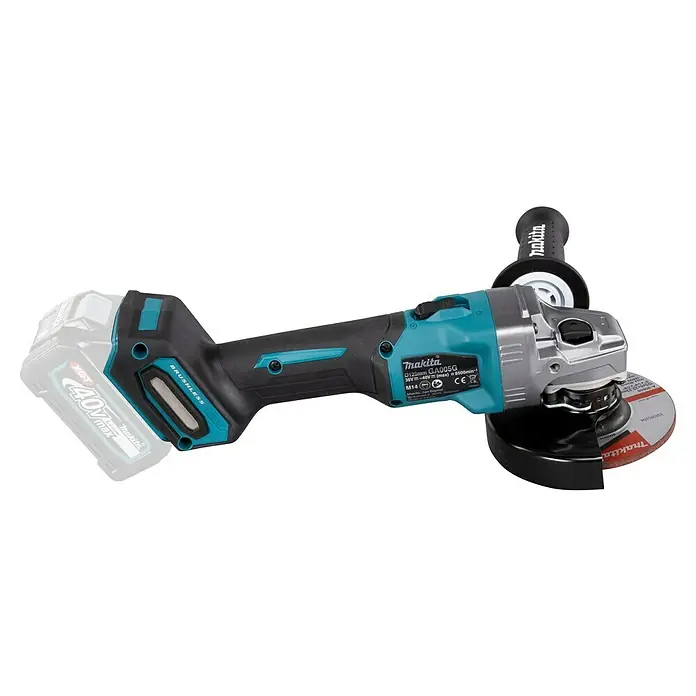 Makita XGT 40V max. Amoladora angular de batería GA005GZ - 40 V, Sin batería, Número de revoluciones de marcha en vacío: 8.500 r.p.m. - Amoladora angular inalámbrica Makita GA005G con batería XGT 40V para tareas de rectificado profesionales. Potente y fiable.