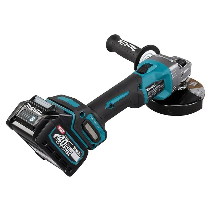 Makita XGT 40V max. Akku-Winkelschleifer GA005GM201 - 2 Akkus, 4 Ah, Leerlaufdrehzahl: 8.500 U/min - Akkubetriebener Winkelschleifer von Makita mit einem 40V Li-Ionen Akku für kraftvolles Schleifen und Trennen.
