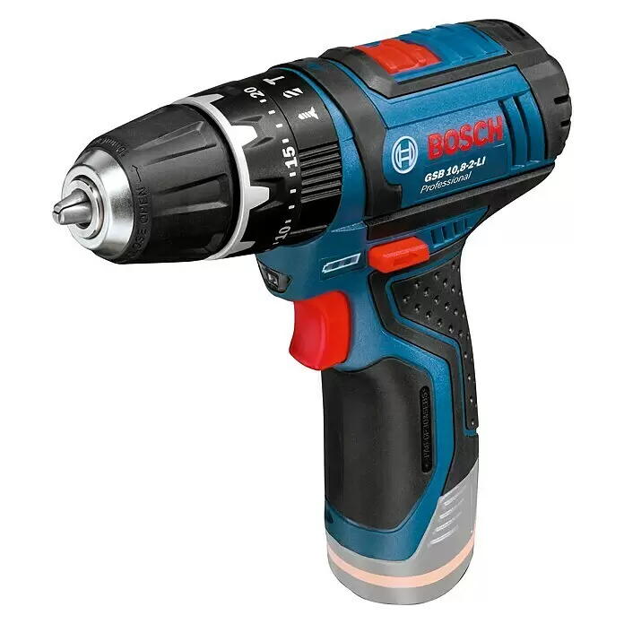Bosch Professional Taladro atornillador percutor de batería GSB 12V-15 - 12 V, Sin batería, 30 Nm, Sin batería, en caja de cartón. - Taladro percutor inalámbrico Bosch GSB 10,8-2-LI Professional azul y negro con detalles rojos, portabrocas ajustable y configuraciones de par.