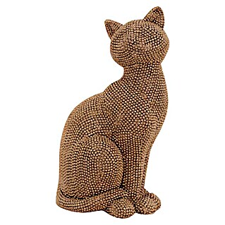 Dekofigur Katze sitzend (L x H: 9 x 18 cm, Bronze)