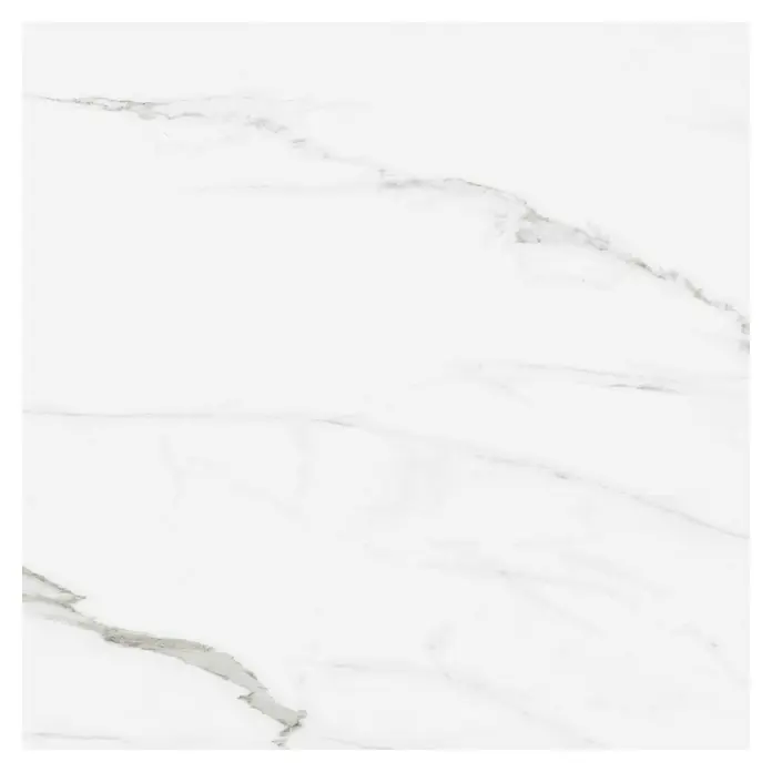 Pavimento cerámico Capri - 60 x 60 cm, Blanco, Brillante, Rectificado - Elegante baldosa de mármol blanco con sutiles vetas grises. Perfecto para diseños interiores modernos y elegantes de alta calidad.