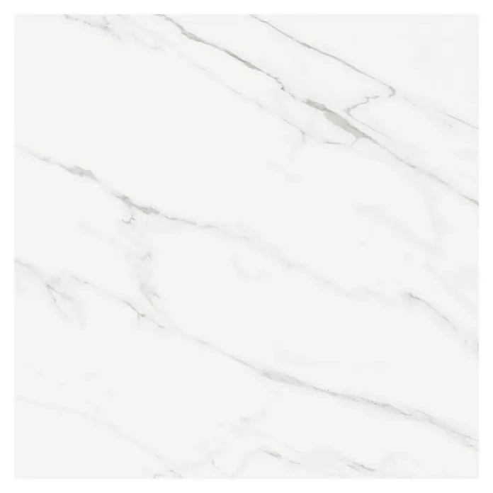 Pavimento cerámico Capri - 60 x 60 cm, Blanco, Brillante, Rectificado - Elegante baldosa de mármol blanco con delicadas vetas grises. Perfecto para suelos o paredes con un aspecto natural y una elegancia atemporal.