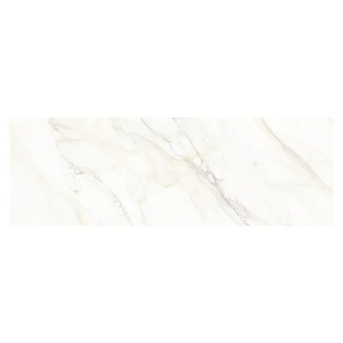 Revestimiento de pared Calacatta Gold - 30 x 90 cm, Blanco, Mate - Elegante baldosa de mármol con suaves patrones arremolinados en tonos blancos y grises, perfecta para un aspecto lujoso y moderno.