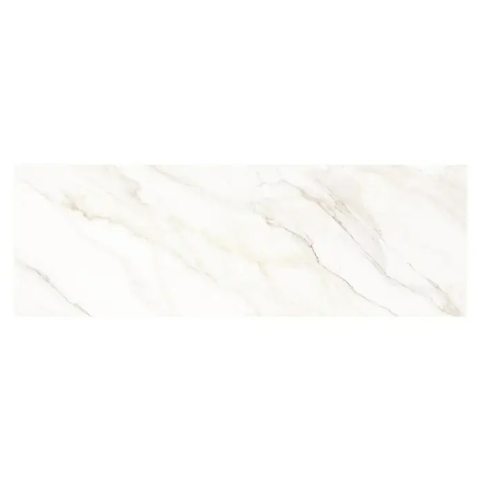 Revestimiento de pared Calacatta Gold - 30 x 90 cm, Blanco, Mate - Elegante baldosa de mármol blanco con delicadas vetas grises y doradas, ideal para crear interiores elegantes y un ambiente lujoso.
