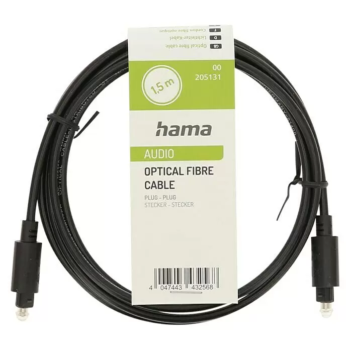 Hama Lichtwellenleiter-Kabel - Schwarz, 1,5 m - Vorderansicht