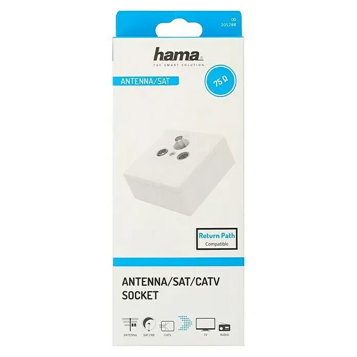 Hama SAT-Antennendose Aufputz SKITU Enddose 0 dB - Weiß - Vorderansicht