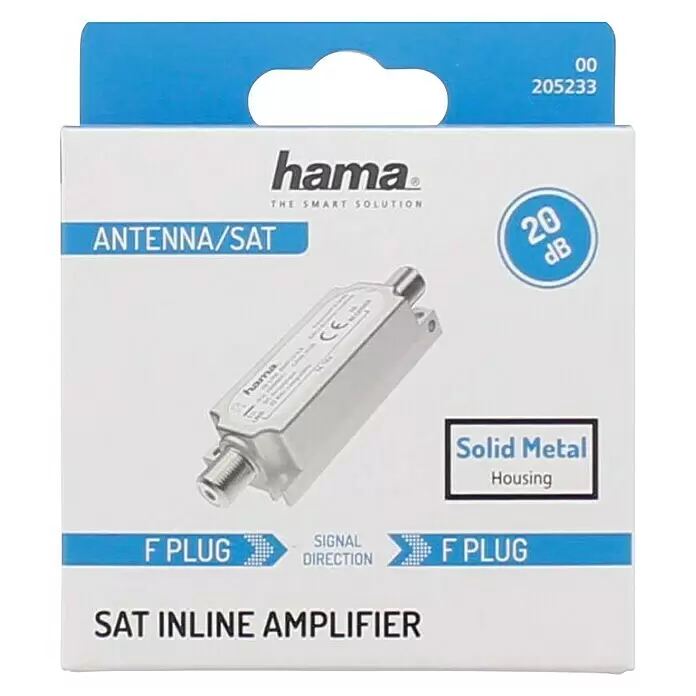 Hama Signalverstärker SAT-Inline-Verstärker 20 dB - Silber - Vorderansicht