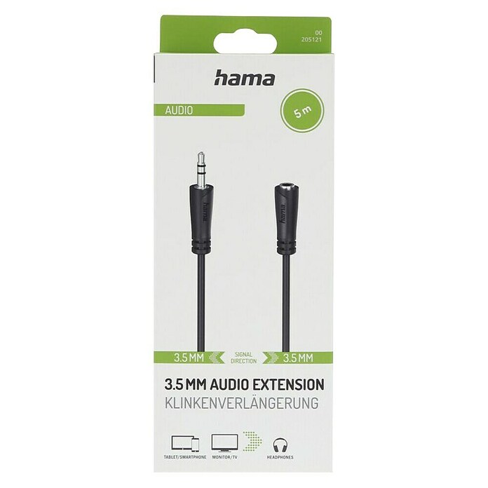 Hama Cable alargador de audio jack (Largo: 5 m) | BAUHAUS