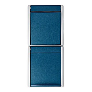 Busch-Jaeger Ocean Schalterkombination 2601/6/20 EW-53 (Blaugrün/Grau, Matt, 2-fach, Ausrichtung Schalterprogramm: Vertikal, Aufputzmontage, IP44)