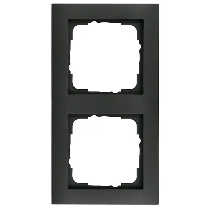 Gira E2 Abdeckrahmen 021223 - Anthrazit, 2-fach, Kunststoff - Elegante, mattschwarze Doppelrahmen-Abdeckung für Schalter und Steckdosen. Robuste Ausführung für stilvolle Wandgestaltung im Innenbereich.