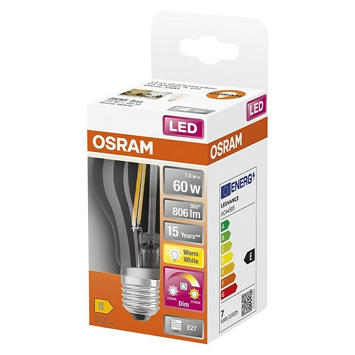 Osram LED žarulja  (E27, Može se prigušiti, Topla bijela, 750 lm, 7 W) | BAUHAUS