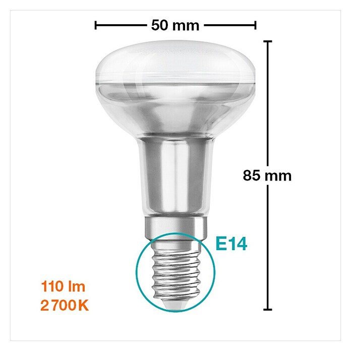 Osram LED žarulja Retrofit R50  (E14, Bez prigušivanja, Topla bijela, 150 lm, 2 W) | BAUHAUS