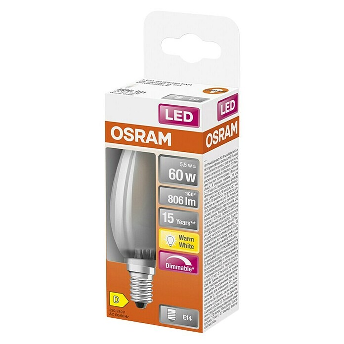 Osram Retrofit LED žarulja  (E14, Može se prigušiti, Topla bijela, 806 lm, 6,5 W) | BAUHAUS