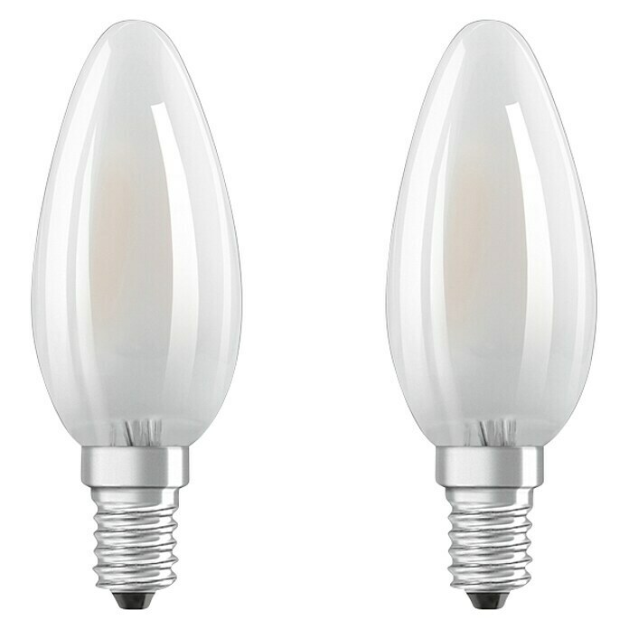 Osram Retrofit LED-Lampen Set Kerzenform E14 matt (E14, Nicht Dimmbar, Warmweiß, 470 lm, 4 W, 2 Stk.) | BAUHAUS